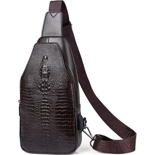 2021 Fashion Men Chest Bag Business Leather Men Fashion pu Messenger Bags Crossbody Chest Bag For Men Travel Leather male Bag