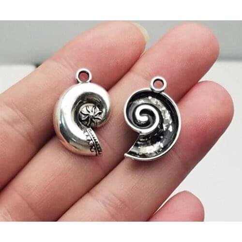 25pcs/lot--24x15mm, shell chams, Antique silver plated Seashell charms,DIY supplies, Jewelry accessories