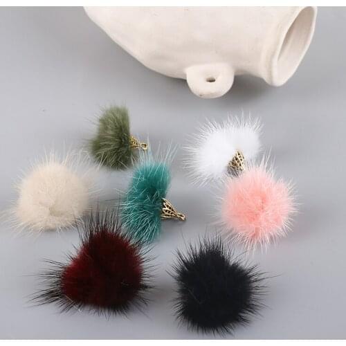 6pcs Autumn Winter The New Retro Plush Earrings for Women Girl Fashion mink fur ball all-match pendant diy jewelry accessories
