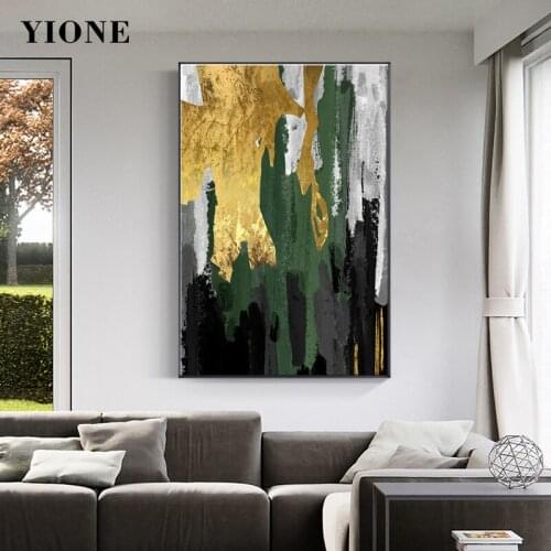 Abstract Black Green Art Canvas Oil Painting Custom Modern Luxury Poster Decoration Prints Wall Picture for Living Room Aisle