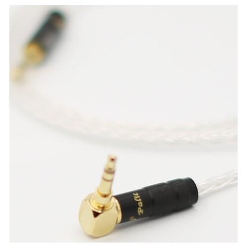 Audiocrast 8Cores Silver Plated 3.5mm Extension Audio Cable 3.5mm right angled to straight male Earphone HeadphoneStereo AUX