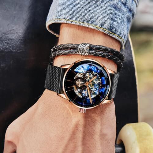 Switzerland Automatic Watch Men AILANG skeleton Mechanical Men Watches Full Steel Sapphire Relogio Masculino Waterproof Blue
