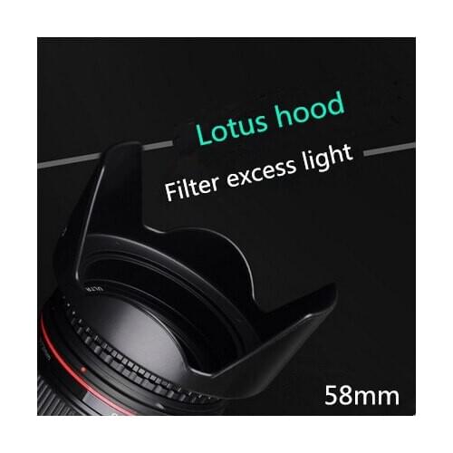 58mm Camera Lens Lotus Hood for Canon 18-55 55-250 Nikon 50/1.4G 50/1.8G Lens Tamron Sigma Pentax Olympus Lens Accessories thre