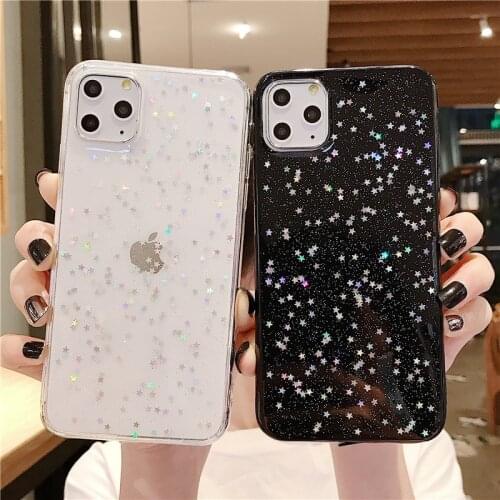 Gimfun Shiny Stars Bling Glitter Phone Case for iPhone 12 11 Pro Max X Xs Max Xr 7 8Plus Clear Love Heart Sequins Tpu Back Cover