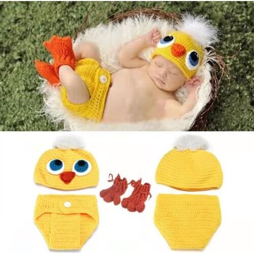 Baby photography accessories newborn baby set cartoon little yellow duck cute hat Pants Set newborn baby photography accessories