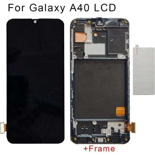 100% Super AMOLED For Samsung A40 LCD A50 A30 A20 display touch Screen Digitizer Assembly with frame replacement repair parts