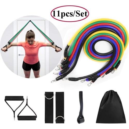 11pcs/set Resistance Bands Pull Rope Sport Set Expander Yoga Exercise Fitness Rubber Tube Band Stretch Training Home Gym Workout