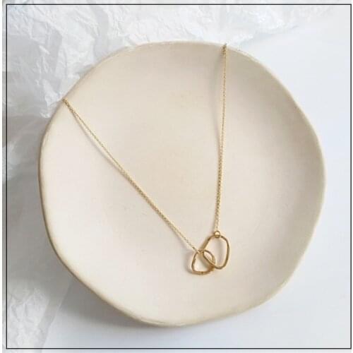 LANIWOO Geometric Clavicle Necklace With Double Ring 2021 New Fashion Jewelry Elegant For Women Girls Wholesale Accessory