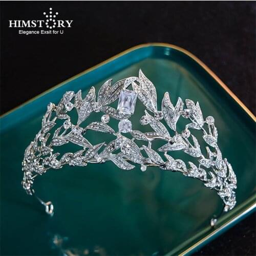 Himstory Newest Zircon Crowns Bridal Tiaras Bride Headpieces Crystal Royal Queen Pageant Trendy Crown 2020 Wedding Accessories