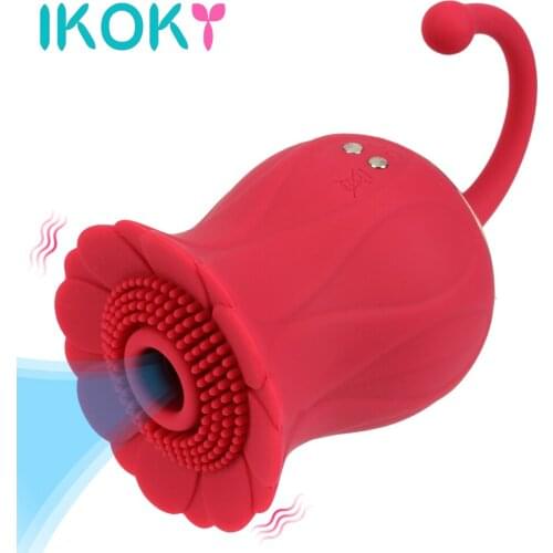 IKOKY 10 Frequency Powerful Rose Shape Nipple Sucker Clitoris Stimulator Oral Licking Vagina Sucking Vibrator Sex Toys For Women