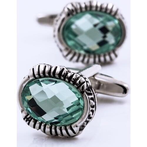 KFLK jewelry brand mens shirt cuff button high quality wedding gift cufflinks oval green button 2020 new products free shipping