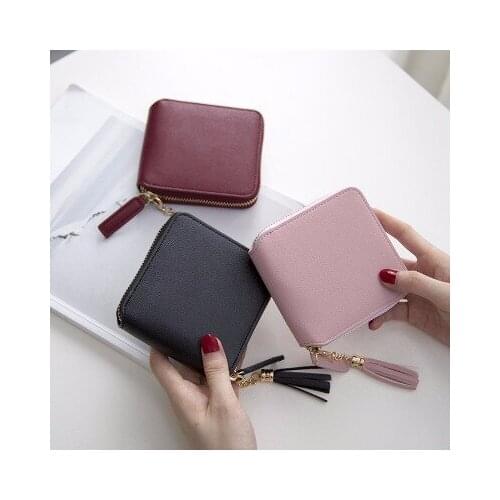 Short Wallet Women 2021 New Korean Edition Simple Square Zipper Fringe Small Wallet Zero Wallet
