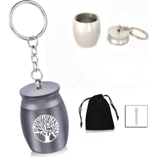 Cremation Jewelry Keychain Round Tree of Life Memorial Ash Keepsake Memorial Pendant Urn Key Chain Staniless Steel Jewelry