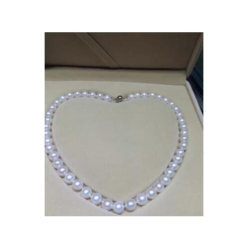 Round natural 9-10mm south seas white pearl necklace