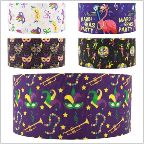 Q&N ribbon 16mm 22mm 25mm 38mm 50mm 75mm Mardi Gras & St. Patrick cartoon printed grosgrain/FOE ribbon DIY Sewing Hairbows Gift