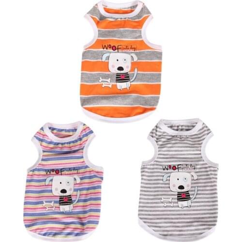 Pet Cats Dogs Summer Vest Small Dogs Cotton Sleeveless Shirt Puppy Cotton Vests Pet Clothes Stripes Printed