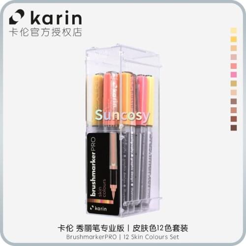 KARIN Brushmarker PRO Skin Colors Set of 12 Markers,Twice as efficient as traditional filter markers