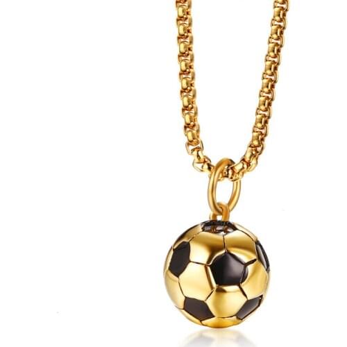 2021 Fashion Design Stainless Steel Material Football Pendant Football lovers Custom Necklace Suitable For Mens Accessories