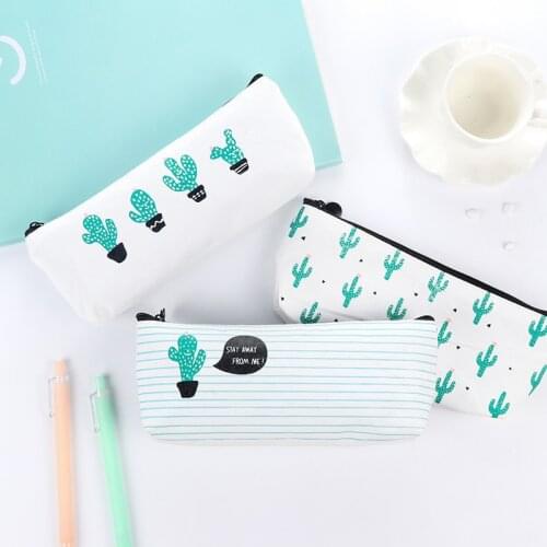 1Pcs/lot Cactus Pencil Cases Canvas lovely Stationer Cute Pencil bag Box office and school supply