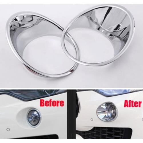 BBQ@FUKA 2Pcs Chrome ABS Car Front Fog Light Cover Bezels Styling Sticker Fit For 2016 Maserati Levante Fog light Trim