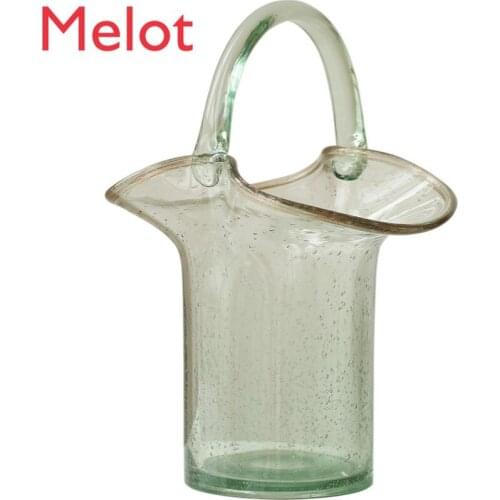 Bag Transparent Glass Vase Living Room Creative Dried Flowers Decorative Flower Arrangement for Flower TV Cabinet Decoration