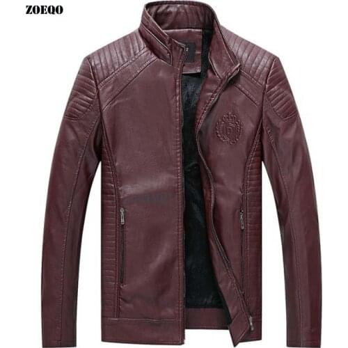 Dropshipping Mens Leather Jackets Spring Autumn Classic Mens PU Jackets Coats Fashion Motorcycle Biker Slim Fit Jacket L-6XL