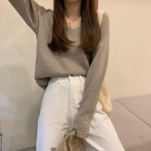 Woman Sweaters Pull Hiver V-neck 2020 nian Loose Pullover Ladies Blouse Femme Chandails