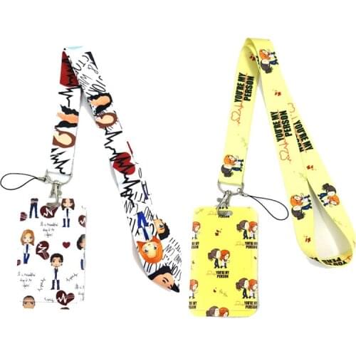 Greys Anatomy Art Cartoon Anime Fashion Lanyards Bus ID Name Work Card Holder Accessories Decorations Kids Gifts
