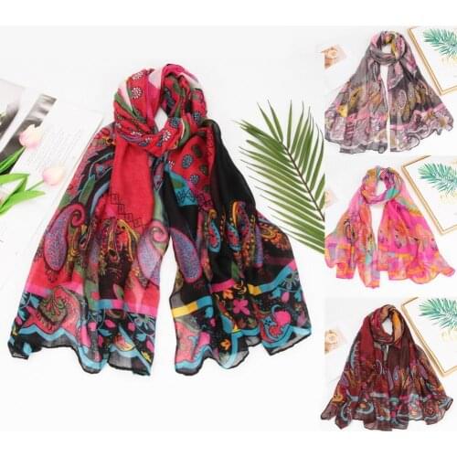 Voile Scarf Women Warm Cashmere Scarf Printed Cotton Linen Shawl Wrap Knit Neck Scarf Shawl Ethnic Style Wrap Decor Photo Props