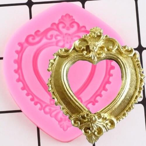 Love Heart Shape Frame Silicone Molds Cake Border Fondant Mould DIY Cake Decorating Tools Clay Candy Chocolate Gumpaste Moulds