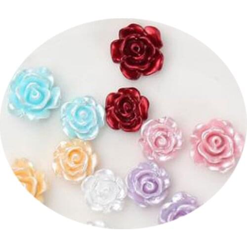 Mixed Resin Rose Flower Decoration Crafts Beads Flatback Cabochon Kawaii Embellishments For Scrapbooking DIY Accessories