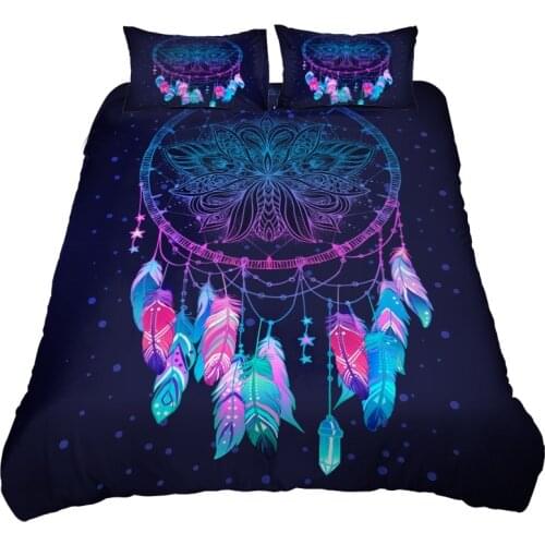 Dark Blue Dream Catcher 3D Printed Bedding Set Bohemian Duvet Cover / Comforter Cover and Pillowcase Twin Full Queen King Size