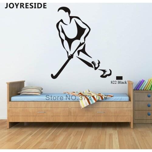 JOYRESIDE Field Hockey Sticker Sport Team Game Decals Vinyl Kids Boys Room Living room Interior Bedroom Home Design Mural A1347