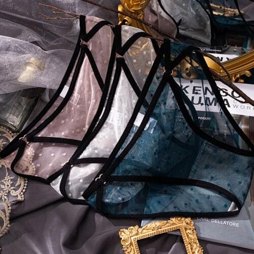 Wasteheart Women Fashion Cotton Bottom Lace Low Mesh Waist Panties Underwear Lingerie Sexy Women Briefs M L XL Underpants