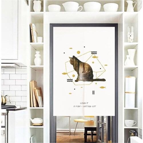 Geometric Simplicity Cotton Linen Fabric Curtain Kitchen Bedroom Door Curtain Geomantic Partition Curtain Blackout Curtain