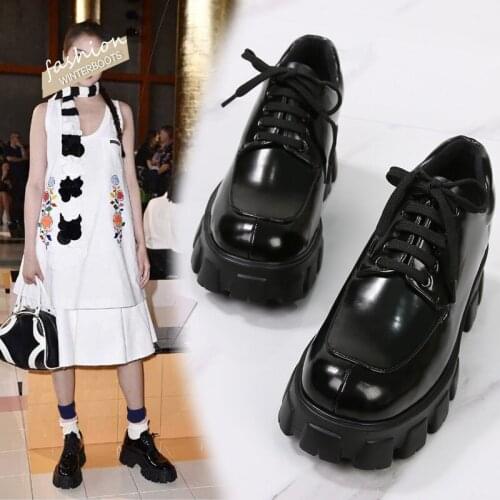 2020 Brand Women Platform Flats Height Increase Shoes Ladies Girls Muffin Creepers Preppy Thicken Heels Loafers Woman Boat Shoes