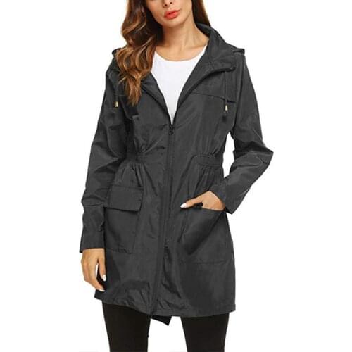 Women Raincoat Hooded Long Sleeve Polyester Thickened Waterproof Rain Coat Hiking Travel Camping Fishing Rainwear Suit R5C057