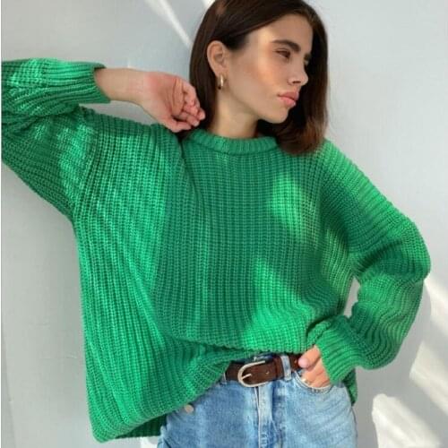 Autumn Winter Thickening Oversized Sweater Women Long Sleeve Casual Loose Pullovers Female Cashmere Solid Knitted Tops