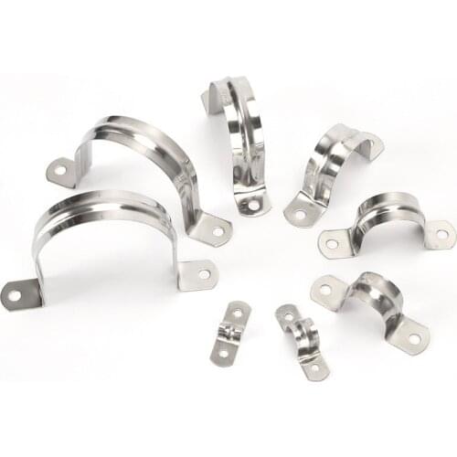 10Pcs Strong pipe saddle clamp M5-M110 U shaped Stainless Steel pipe bracket hose clip card line tube fixed Plumbing Fitting