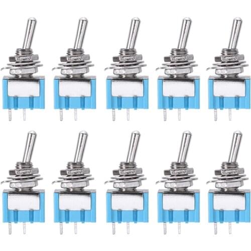 10pcs MTS-101 2 Pin SPST Switch ON-OFF 2 Position 6A 250V AC Mini Toggle Switches 33*13*8mm Mayitr Electrical Supplies