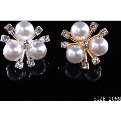 10pcs/multiple flower alloy pearl rhinestone buttons DIY sewing handmade accessories ribbon decoration metal silver gold buttons