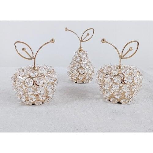2pcs/lot Crystal ornaments apple pear ornaments in new house exhibition hall Wedding party decoration gift