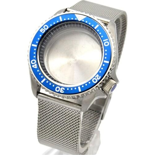 42mm Metal Watch Strap Belt Bezel Watch Case Set For Japanese NH35 NH36 Movement Replacement Accessories Blue