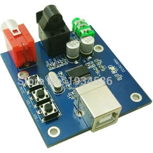 5V USB Powered HIFI PCM2704 DAC to S/PDIF Sound Card Decoder Board 3.5mm Analog Output F/PC
