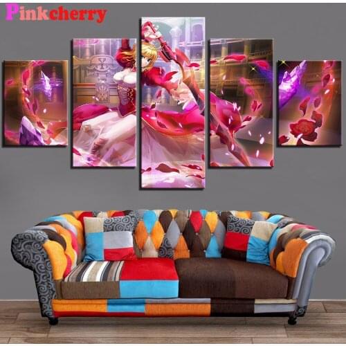 5d Diamond Painting Full Square/Round 5 Pieces Pretty Girl Lady With Sword Cartoon Multi-Picture 3D Diamond Embroidery