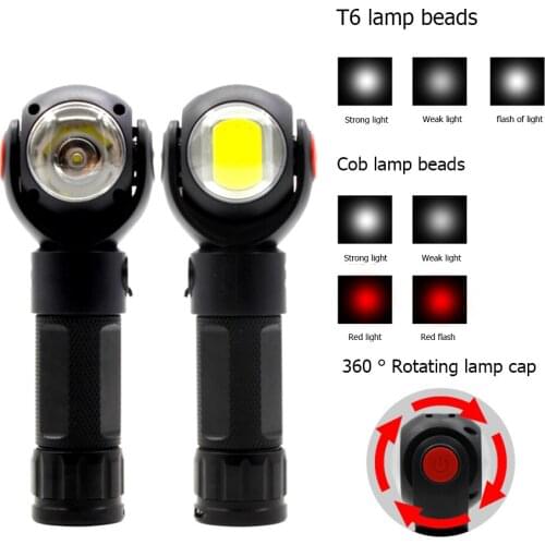 7 Modes Lighting LED Flashlight 360 Degree Rotation Light Rechargeable Outdoor Cycling Powerful Flashlight Camping Night Torch