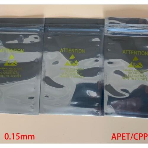 9*13cm 9x13cm 10*15mm 10x15cm APET CPP Self Seal ZipLock Zip Lock Translucent ATTENTION Print ESD Anti Static Pouch Storage Bag