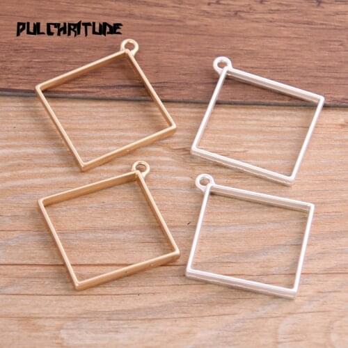 4pcs 44*48mm Two Color Polished Plated Alloy Jewelry Accessories Oval Charm Hollow Glue Blank Pendant Tray Bezel