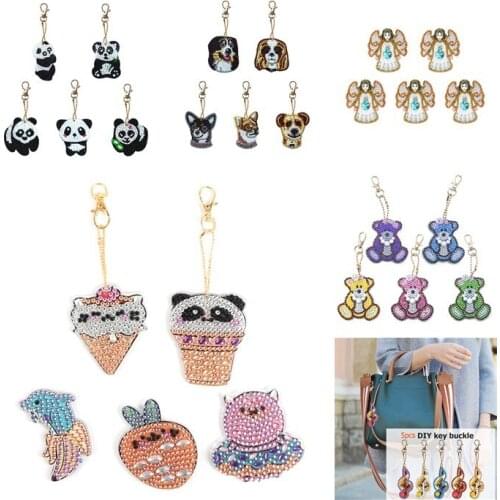 5D Diamond Painting 5pcs DIY Keychain Diamond Bag Pendant Jewelry Mosaic Home Decoration Pattern Handmade Gift Mini Keychain