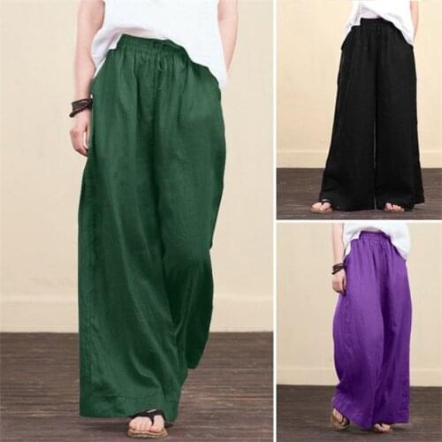Autumn Fashion Womens Casual Pants Cotton Linen Wide Leg Pants Elegant Loose Trousers Harajuku Sweatpant Female Streetwear